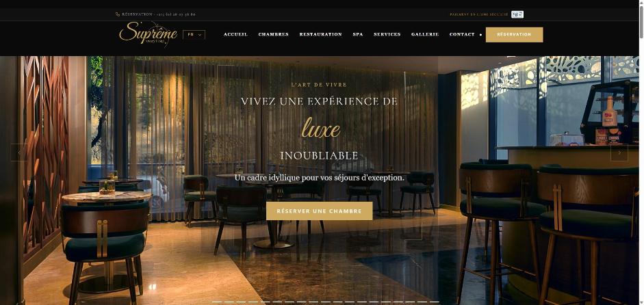 Capture du site Suprême Luxury Hotel réalisé par WEBMINDS